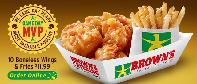 10 Boneless Wings with Fries.